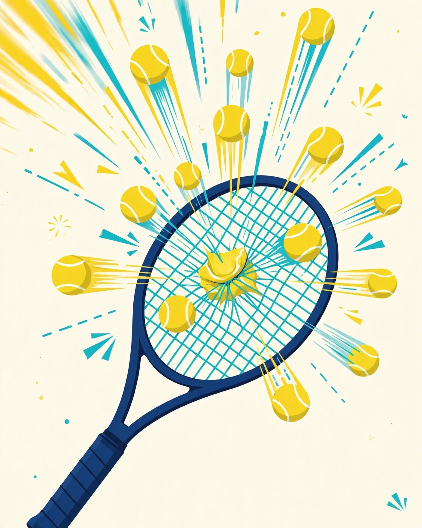 Illustration of a tennis racquet and balls